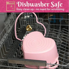Paris Hilton 4.6 Quart Heart-Shaped Dutch Oven Pot with Lid, Clean Ceramic™ Nonstick Coating & Silicone Rim Glass Lid, Pink