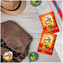 Goldfish Flavor Blasted snack packs with two Xtra Cheddar packs and cracker graphics