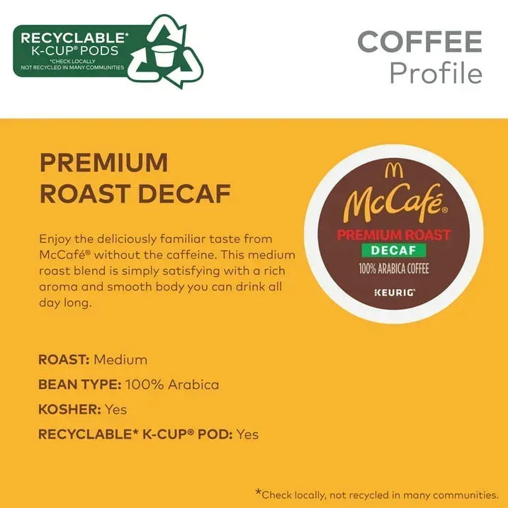 McCafe, Decaf Premium Medium Roast K-Cup Coffee Pods, 24 Count