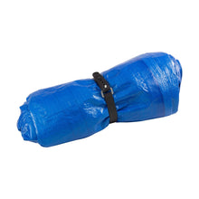 Black rubber strap securing a rolled bundle, adjustable hole section visible.