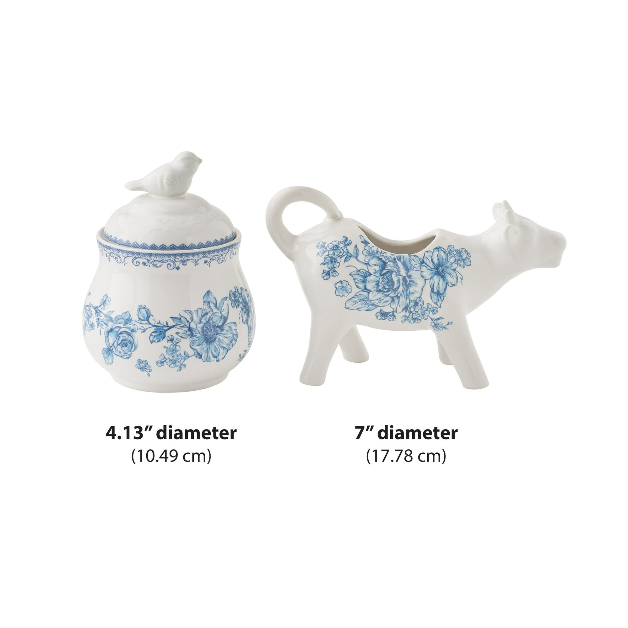 The Pioneer Woman Agatha Stoneware Sugar Bowl & Creamer Set, Blue