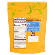Back of sweetened dried pineapple pouch with Nutrition Facts and ingredient list