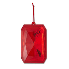 Red faceted gem Christmas ornament with red hanging loop