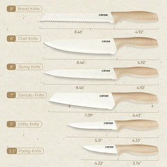 Carote 12Pcs Kitchen Knife Set with Blade Guards, White Granite Ceramic Knife, Stainless Steel - USA MEGA SHOP