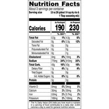 Rice pilaf mix Nutrition Facts panel, calories 190 per serving