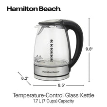 Electric temperature-control glass kettle with black handle and lid