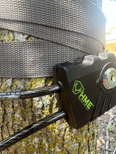 Trail camera cable lock head with key cylinder on tree mount