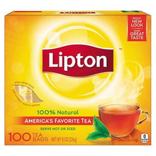 Lipton black tea box with cup graphics, 100 tea bags, 8 oz