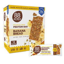 Protein bar multipack box with wrapped bars, banana bread flavor, nut-free vegan gluten-free