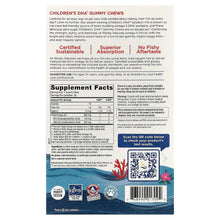 Children's DHA gummy chews supplement facts and ingredient label, back of pouch