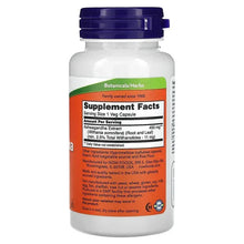 Ashwagandha extract supplement bottle with purple cap, Supplement Facts back label