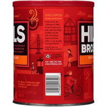 Hills Bros Original Blend ground coffee can, red rear label with instructions and barcode