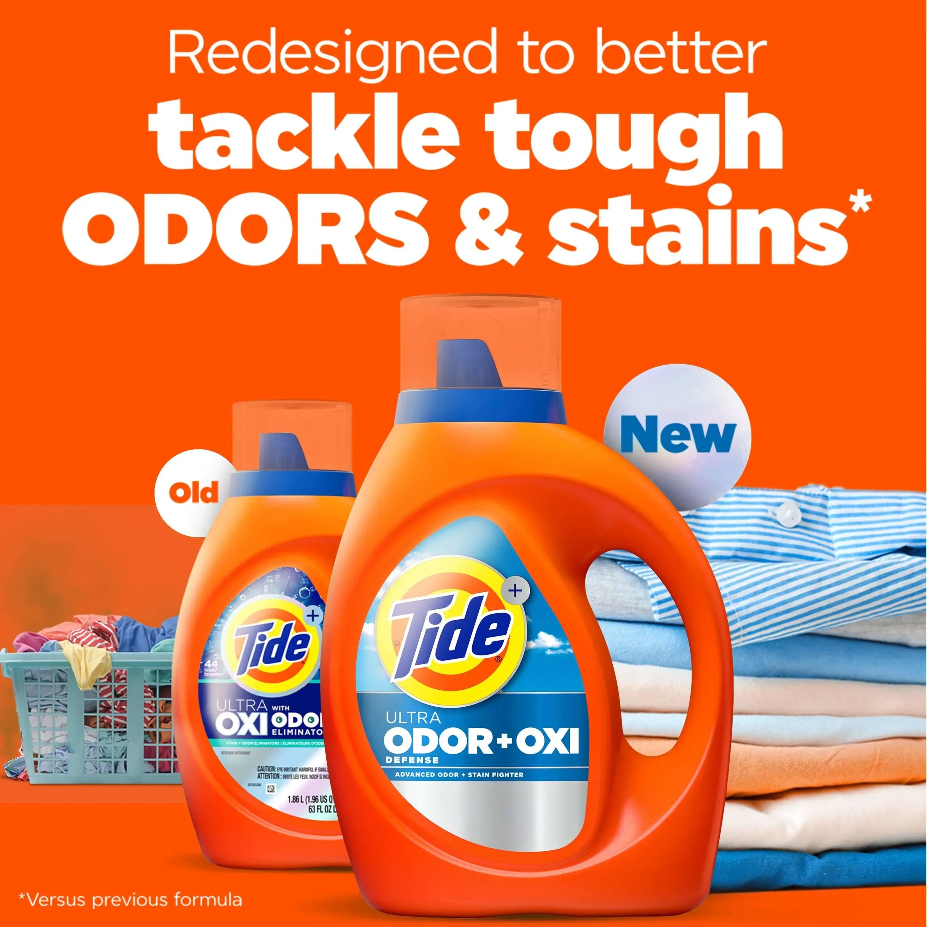 Tide Ultra Odor Defense Plus Oxi Liquid Laundry Detergent, 73 fl oz, 52 Loads
