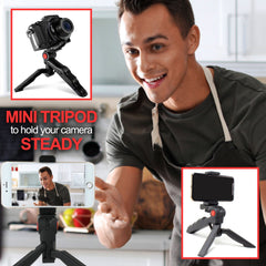 Vivitar Pistol Grip Portable Mini Tabletop Tripod for Video Vlog Stream Photography with Slip Resistant Grip