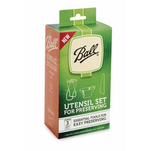 Utensil set for preserving in retail box with Ball logo and tools graphic
