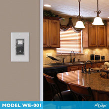 White wall light switch with snap-on remote, mounted on the wall.