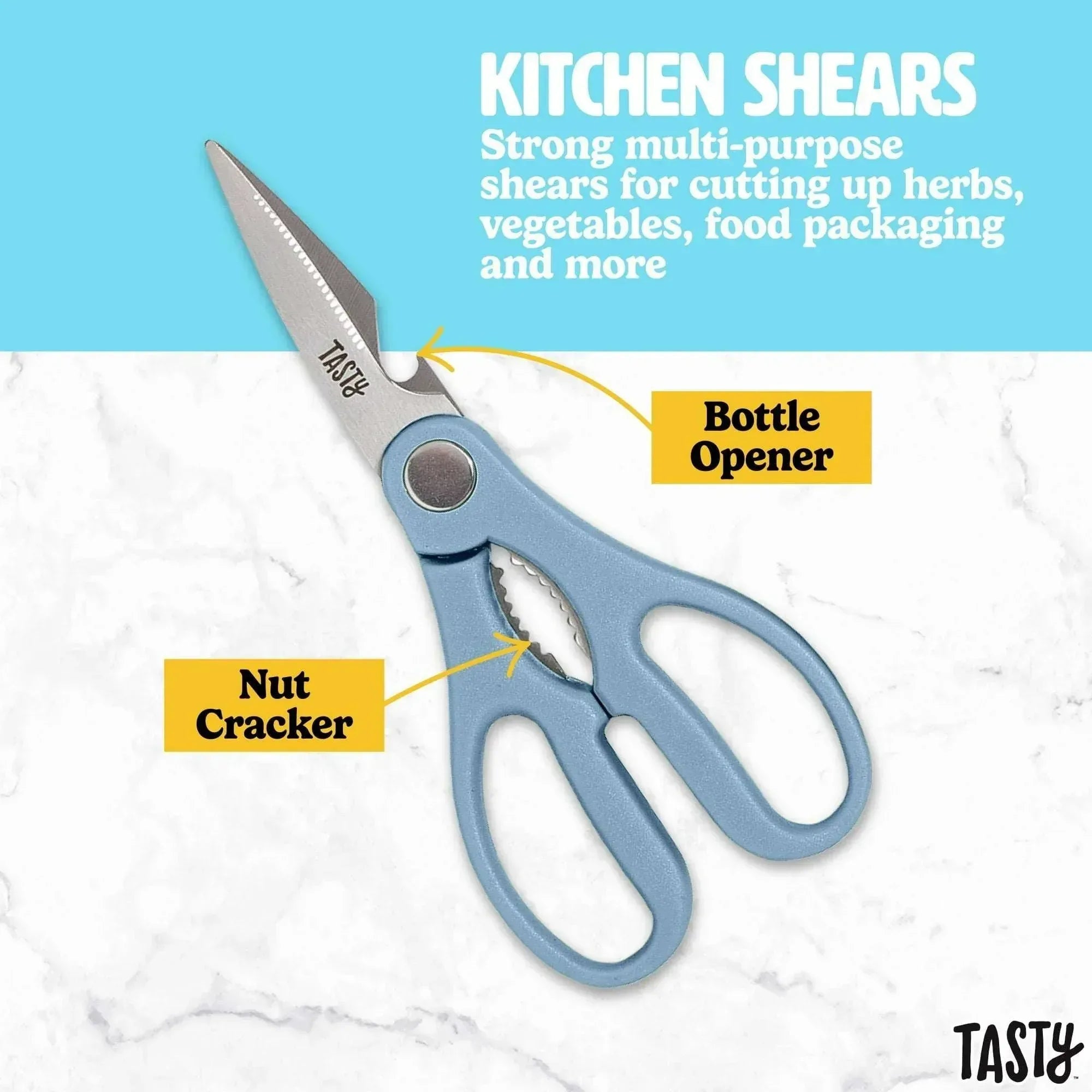 Tasty 15-Piece Stainless Steel Kitchen Knife Set With Block, Soft-Grip Handles Slate Blue