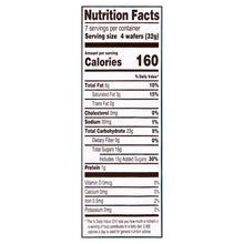 Nutrition Facts panel for strawberry creme wafer cookies, 7 servings per container