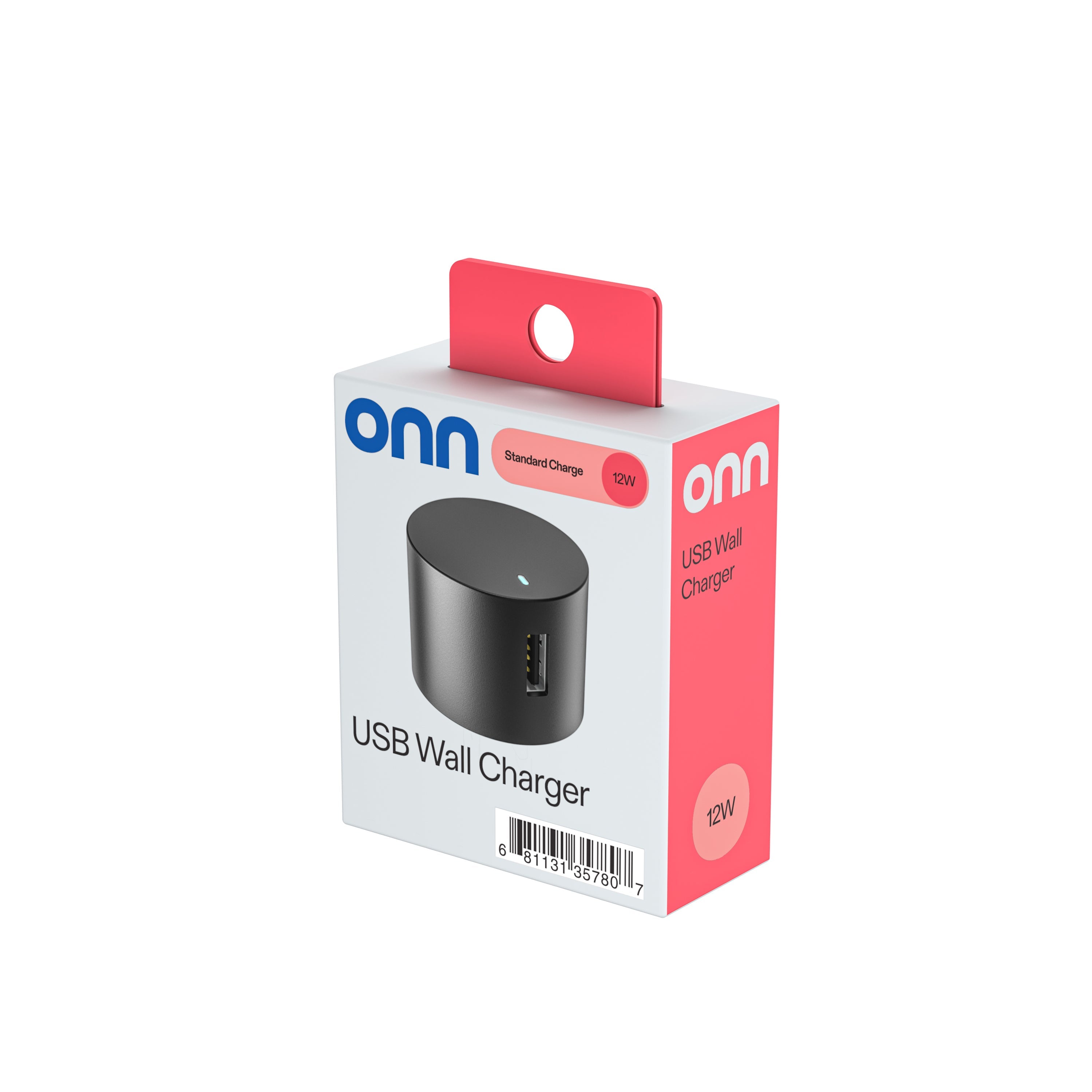 onn 12W Single USB-A Port Wall Charger, Foldable Plug, Black - Compatible with iPhone, Samsung Galaxy, Note, Pixel Devices iPad Pro, & More