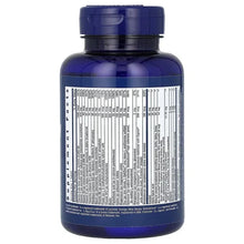Multivitamin supplement bottle back label with supplement facts and barcode