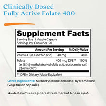 Folate supplement bottle label showing Supplement Facts for Fully Active Folate 400.