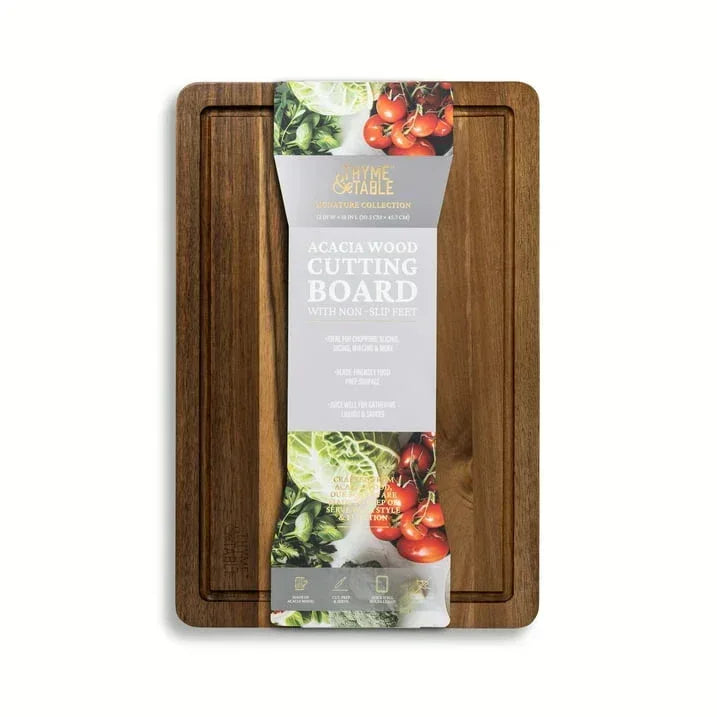Thyme & Table Large 12"x18" Acacia Wood Cutting Board with Triangle Shaped Anti-Slip Grips
