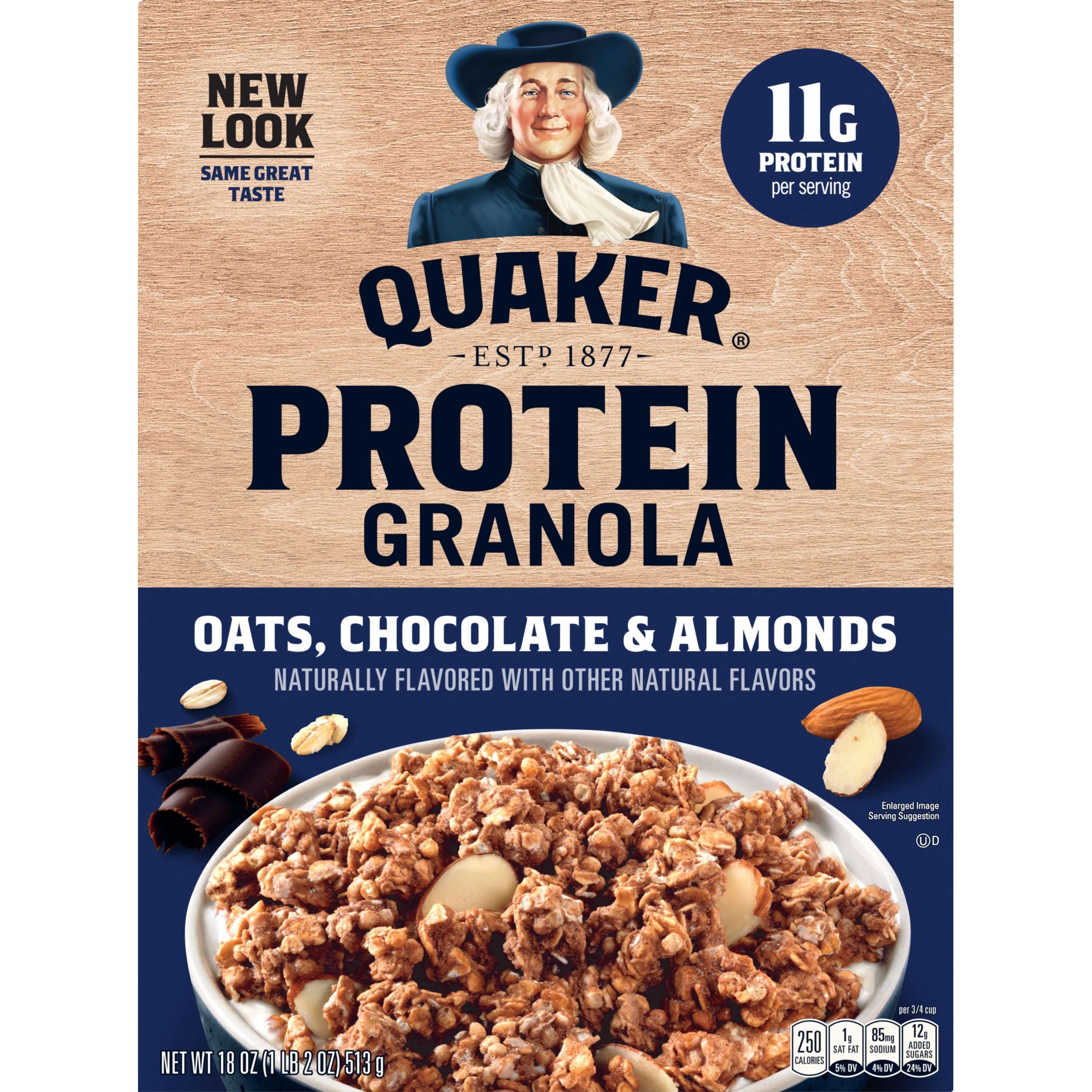 Quaker Protein Granola Oats Chocolate & Almonds, 18 oz Single Pack