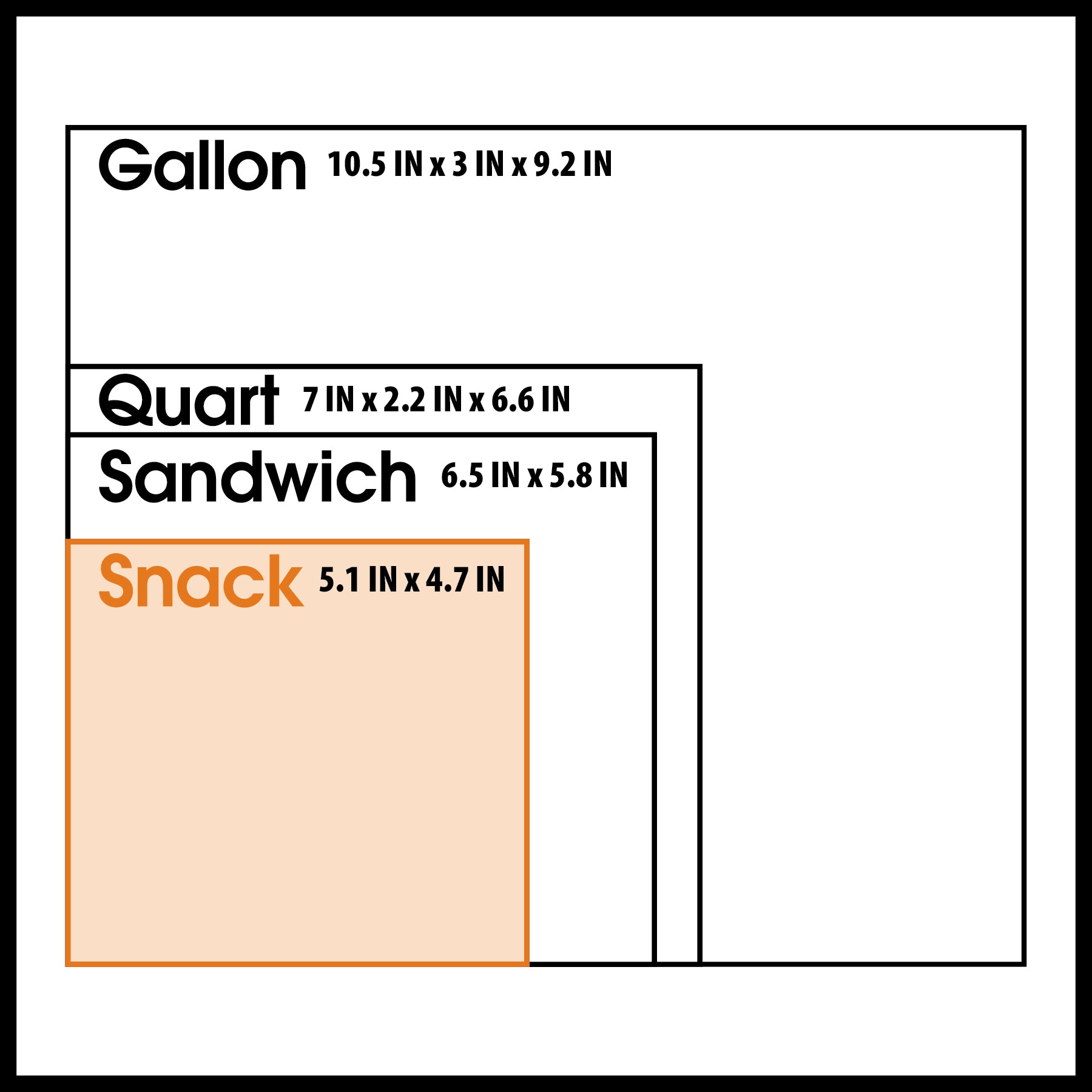 Great Value Fresh Seal Zipper Square Snack Bags, 100 Count
