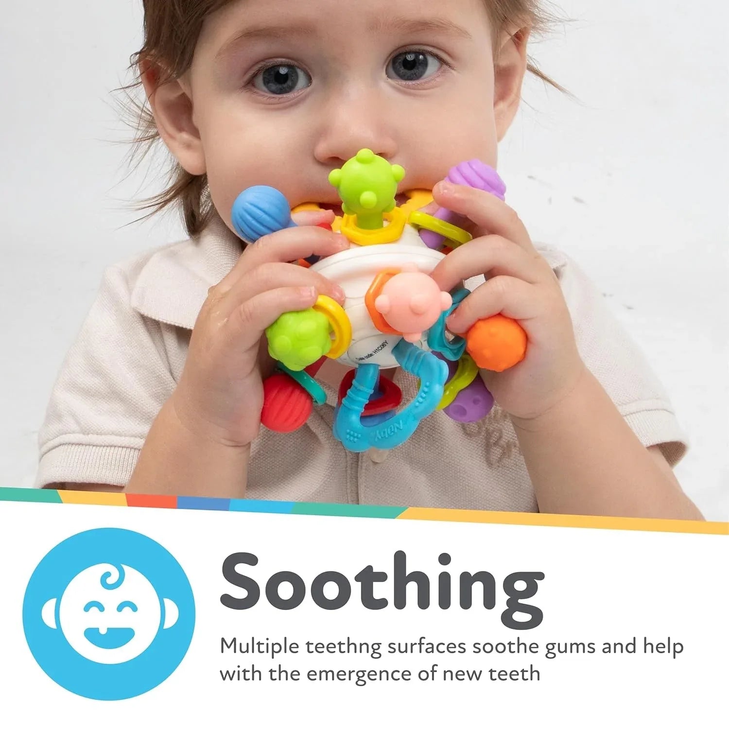 Nuby Textured Twist Ball Baby Teether Infant Toy with Colorful Rattle - USA MEGA SHOP