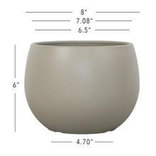 Medium round resin planter, light gray; size 8 in x 8 in x 6 in (shown)