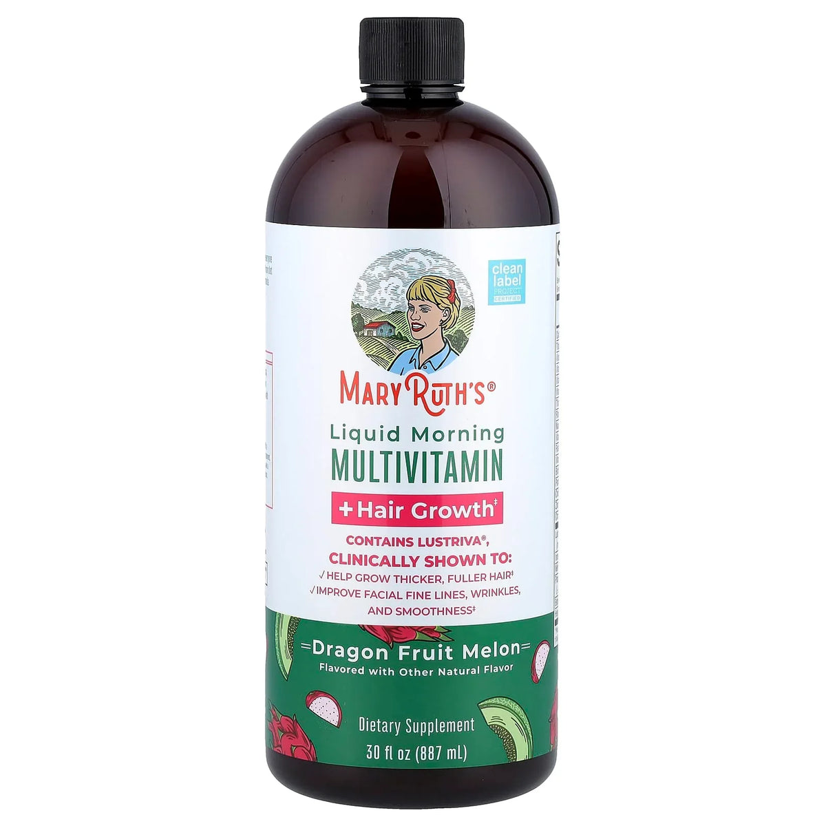 MaryRuth's, Liquid Morning Multivitamin + Hair Growth, Dragon Fruit Melon, 30 fl oz (887 ml) - USA MEGA SHOP