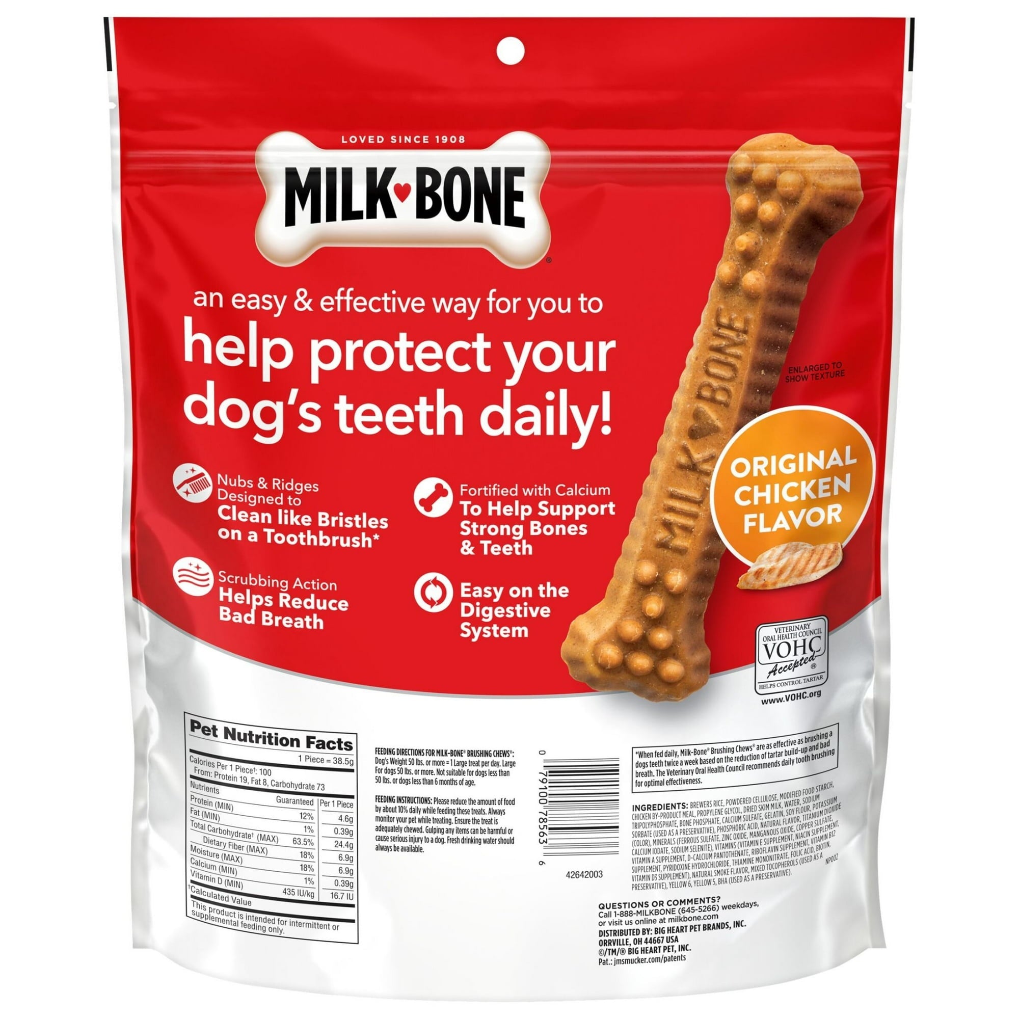 (2 pack) Milk Bone Brushing Chews Original Chicken Flavor Daily Dental Dog Treats, Large, 33.7 oz Bag
