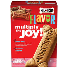Milk-Bone Flavor Snacks dog biscuit box with large bone-shaped treats graphic