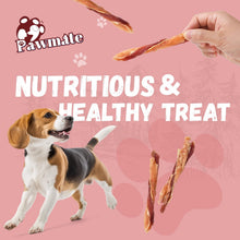 Dog with jerky treats held in hand