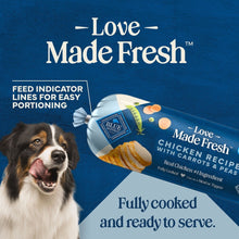 Refrigerated dog food roll with chicken recipe, ready to serve