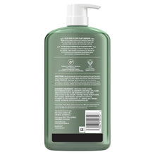 Green hair conditioner bottle back view with ingredient text and white pump