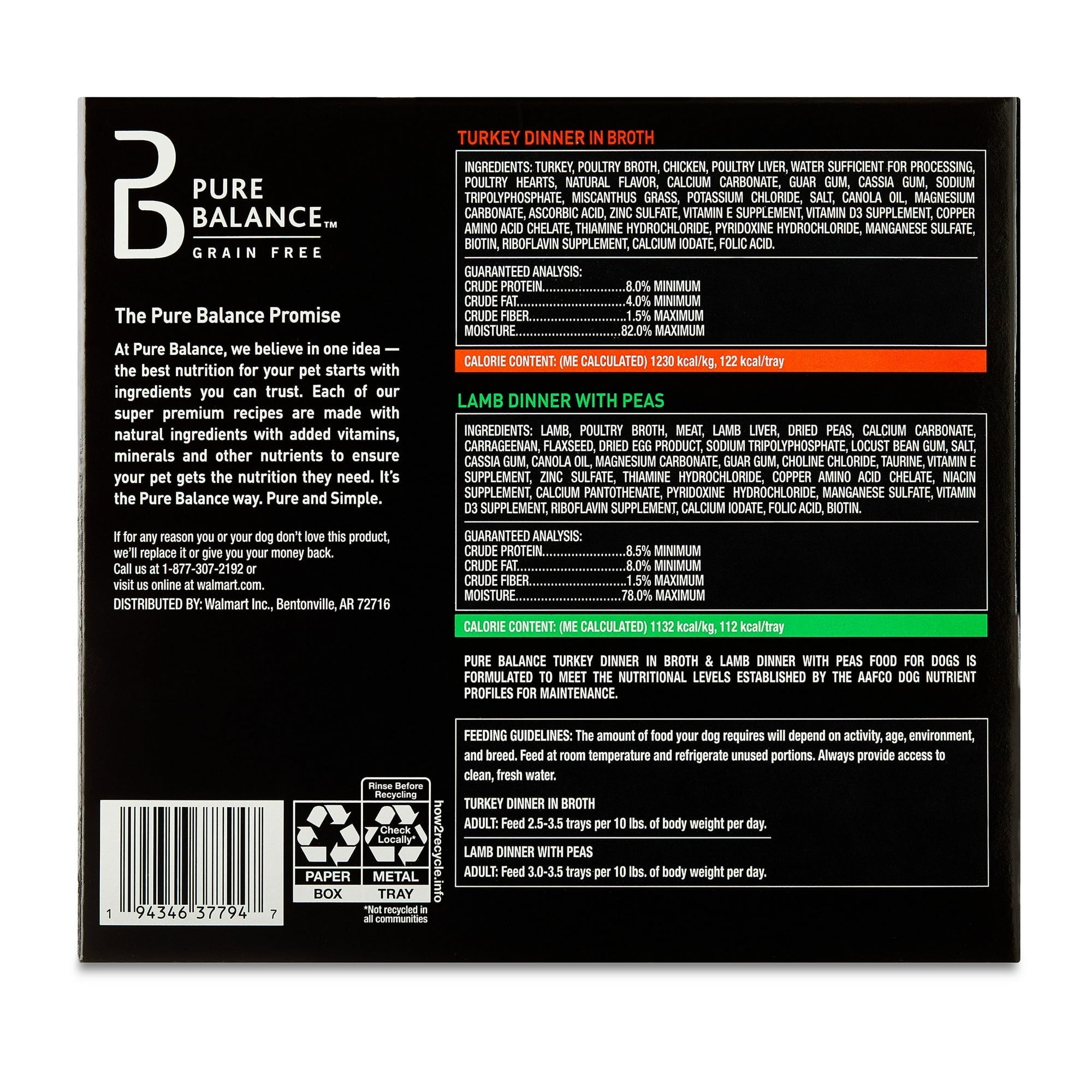 Pure Balance Grain-Free Wet Dog Food Variety Pack, 3.5 oz Trays, 12 Count