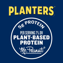 Plant-based protein badge: 5g protein per serving with PLANTERS mascot