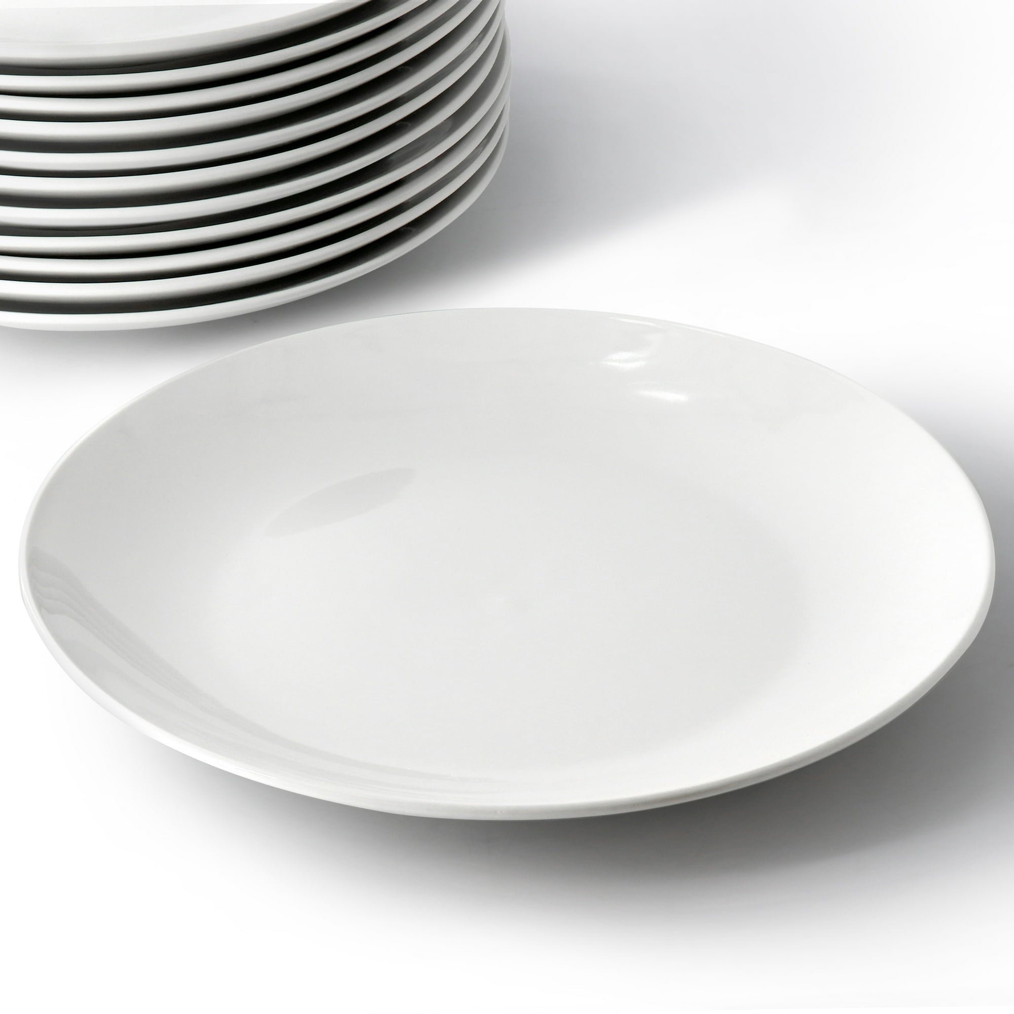 Elama Professional Kitchen 12 Piece Porcelain Round Dinner Plate Set in White