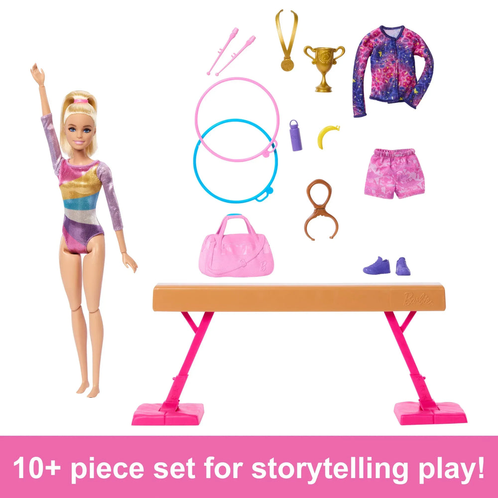 Barbie Gymnastics Playset with Blonde Fashion Doll, Balance Beam and Accessories, 3 Years & up - USA MEGA SHOP