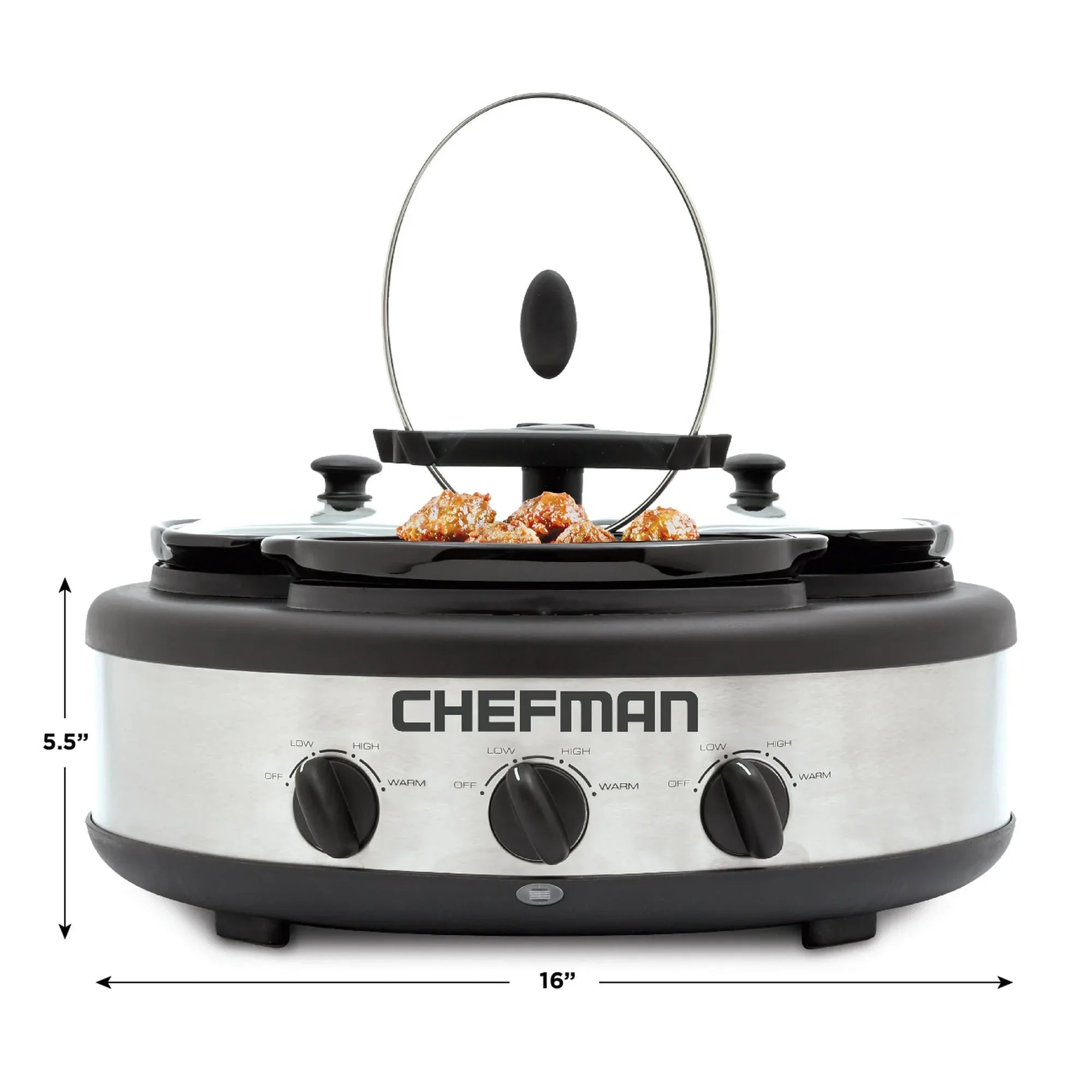 Chefman Triple Slow Cooker - Stainless Steel