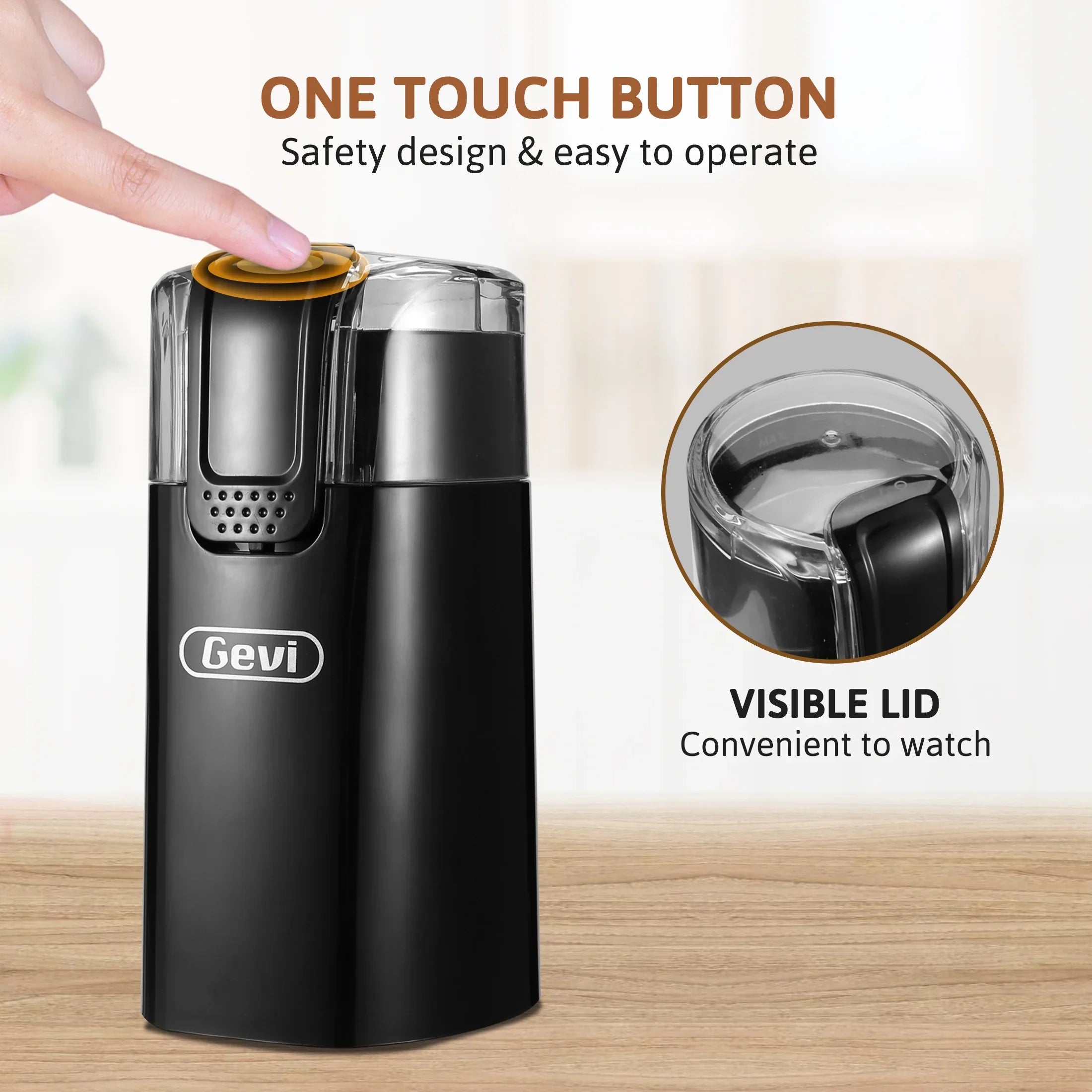 Gevi 12-Cup Electric Coffee Grinder with Stainless Steel Blades