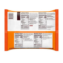 Chocolate candy variety bag back with nutrition facts and serving information panels