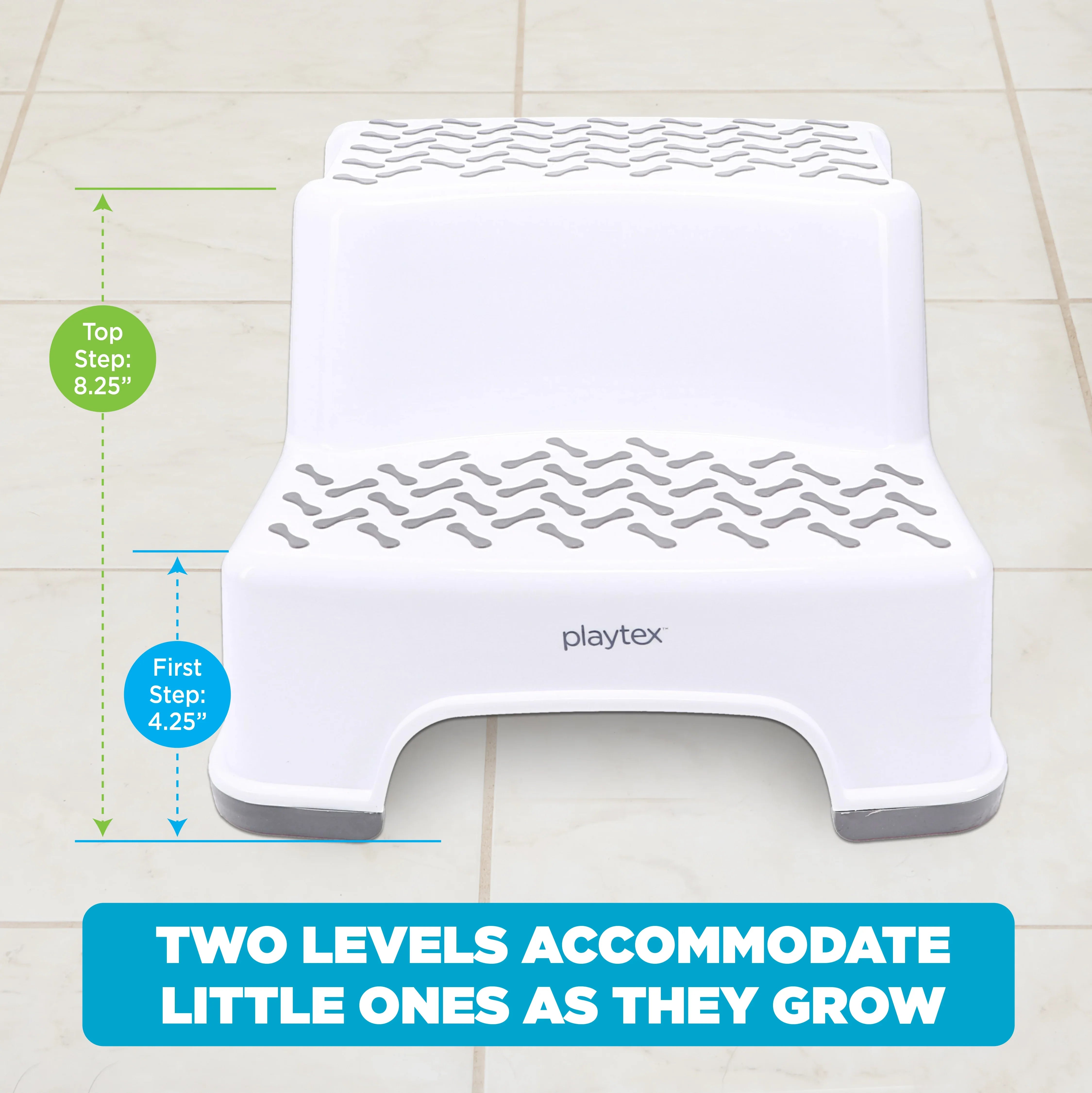 Playtex 2-Tier Step Stool for Kids’ Bathroom and Bedroom, White