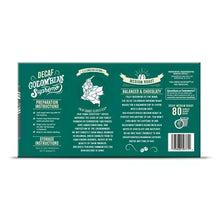 Member'S Mark decaf Colombian coffee pods box back, medium roast, 80 count