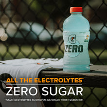 Gatorade Zero Glacier Freeze sports drink bottle, light blue with orange cap