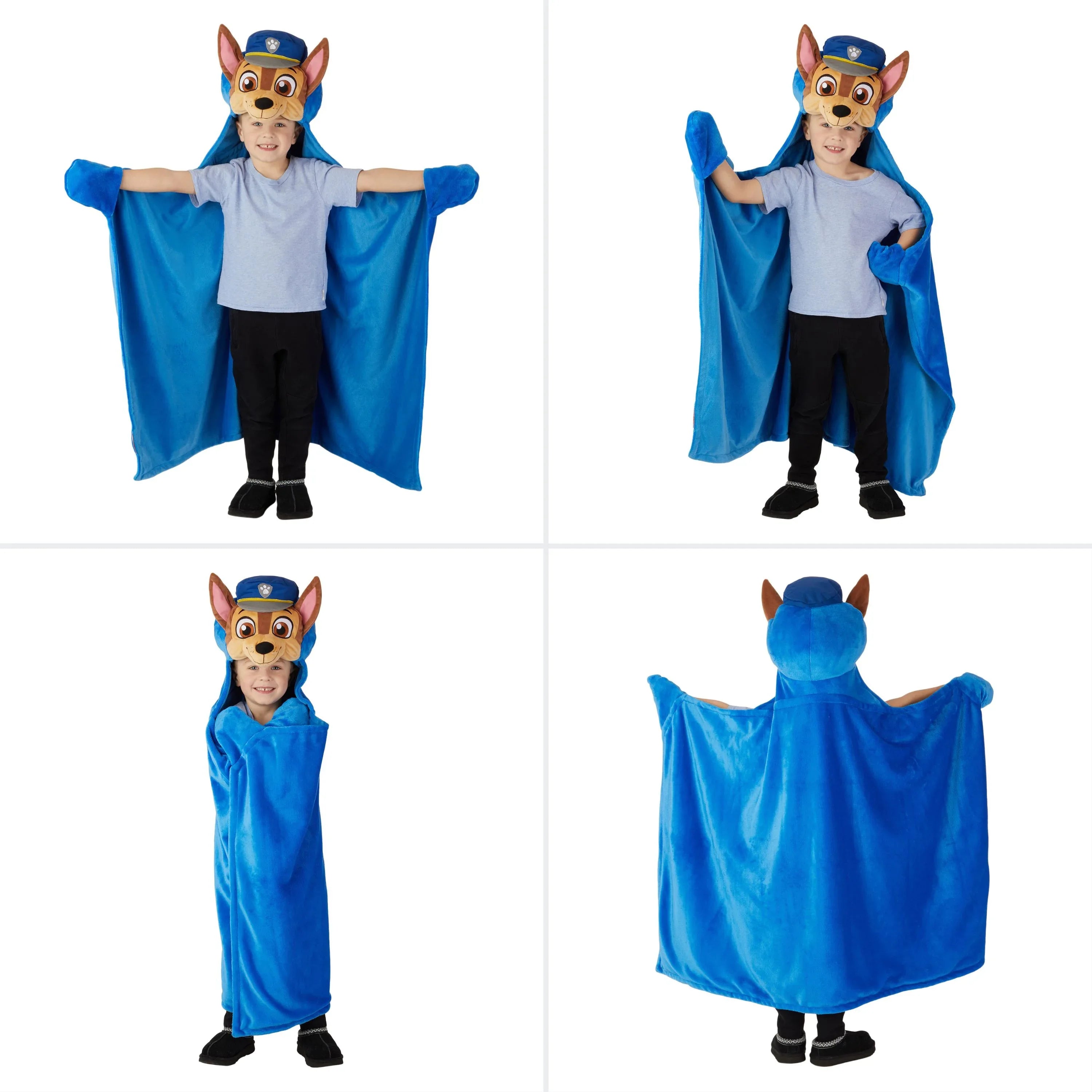 PAW Patrol Chase Kids Hooded Throw, Wearable Plush, Blue