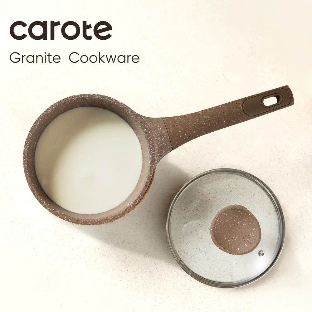 Carote Non Stick Pots and Pans Set,  Induction Kitchen Cookware Sets (Brown)