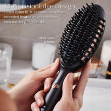 T3 Edge heated smoothing brush close-up showing nylon bristles and heated edge