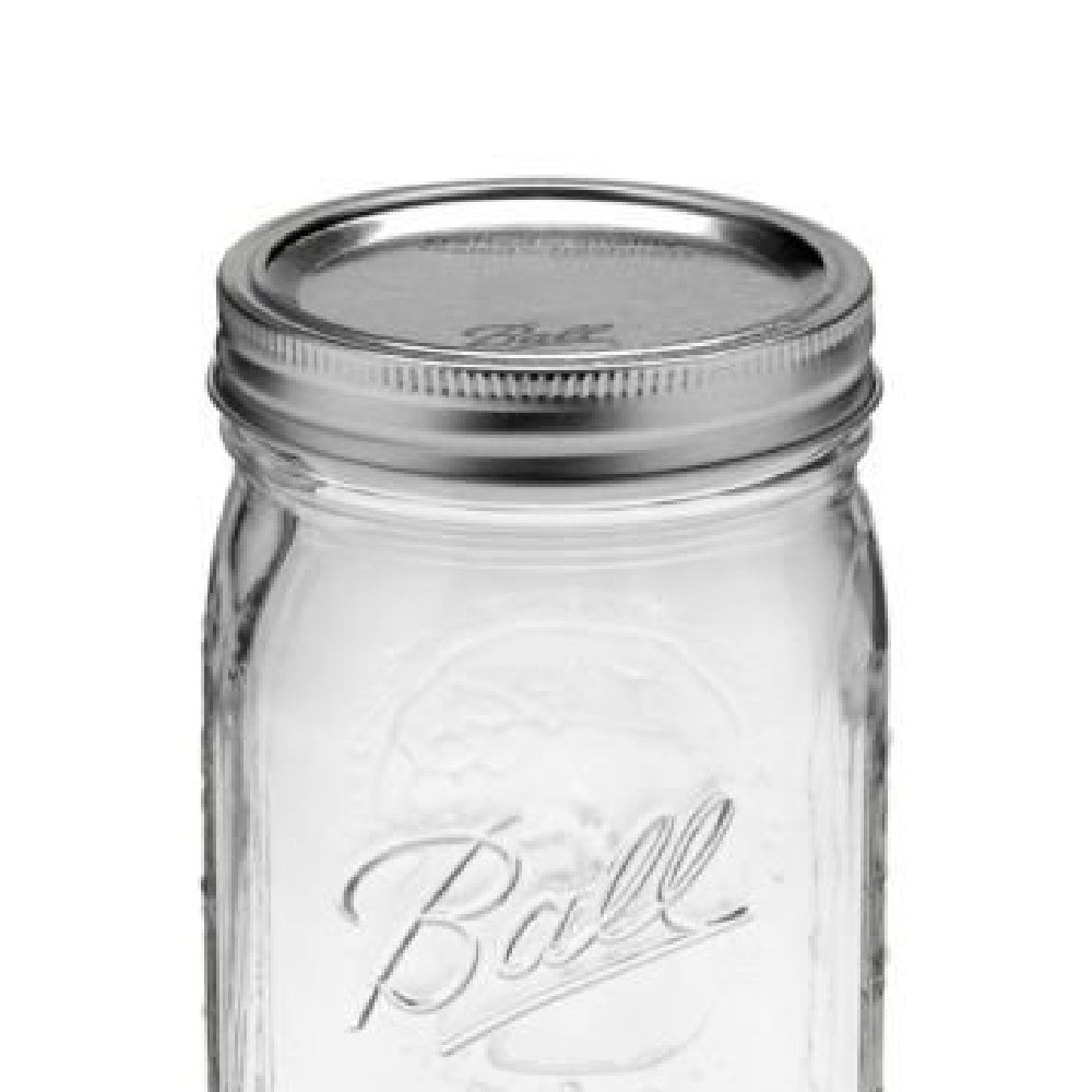 Ball Mason Glass Jar Wide Mouth with Lid and Band Quart 32 oz, 6-Pack